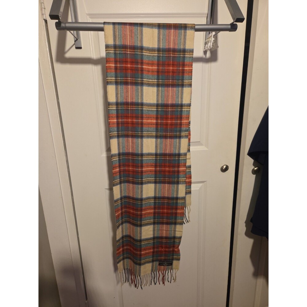 Softer Than Cashmere Cream/red/blue Tartan Scarf